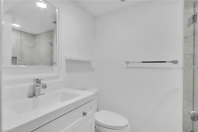 a bathroom with a sink a toilet and vanity