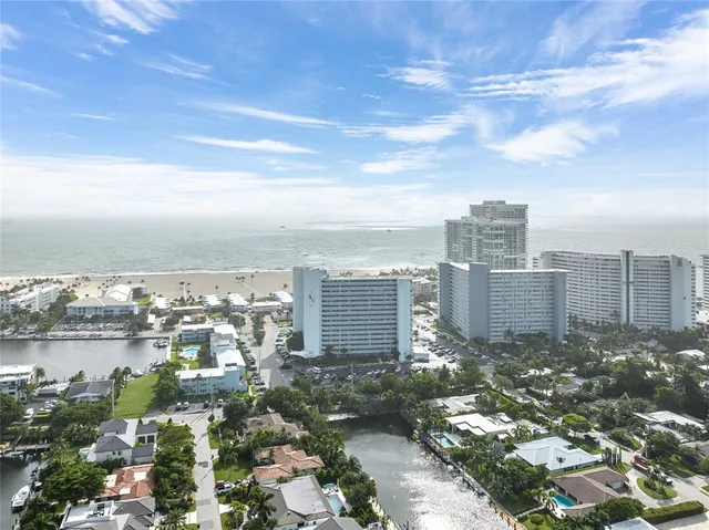 a city view with tall buildings