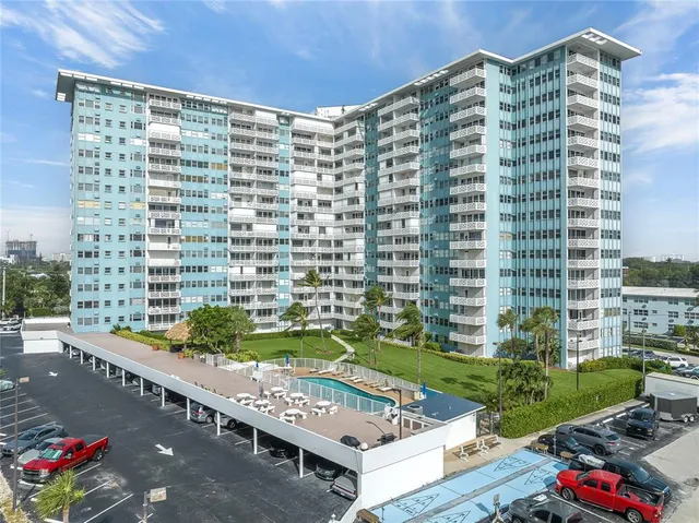 a view of a city with tall buildings