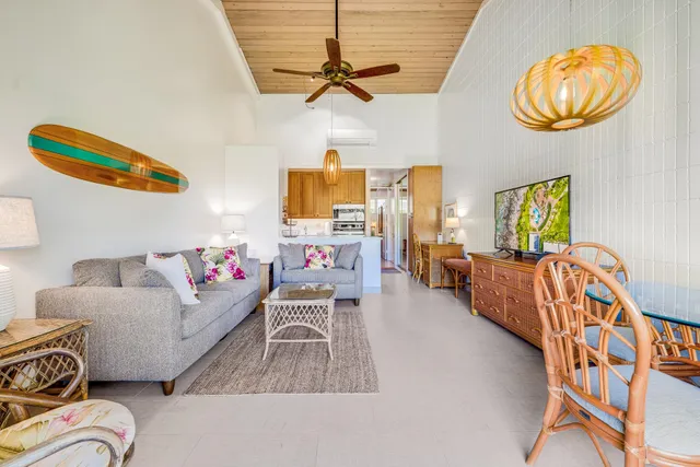 a living room with furniture