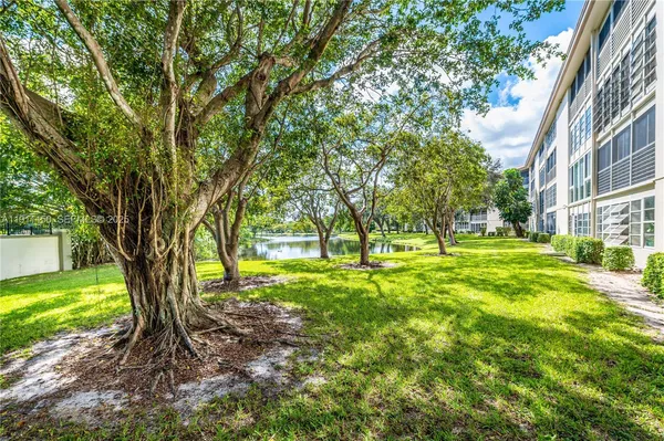 a big yard with lots of green space and trees