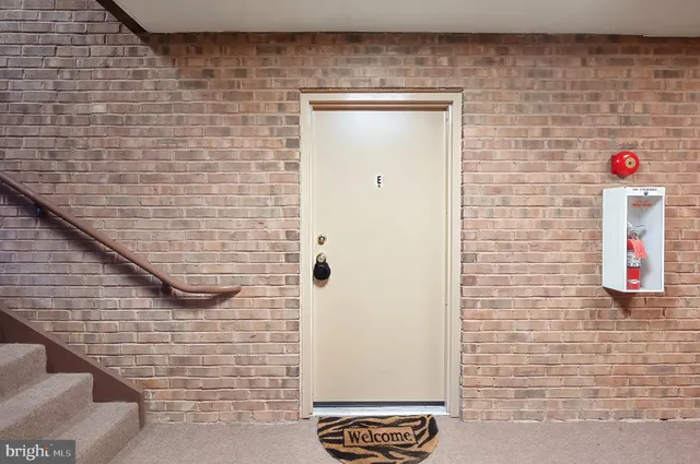 a brick house with a door