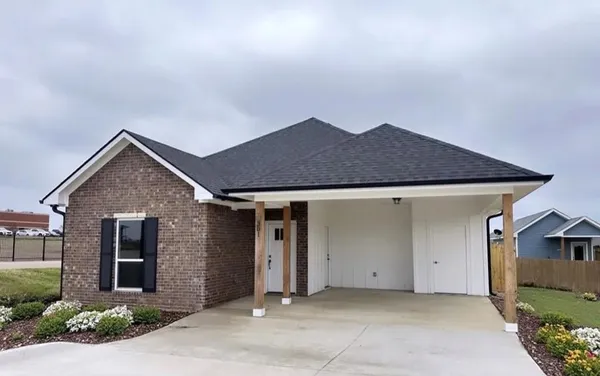 front view of a house with a garage