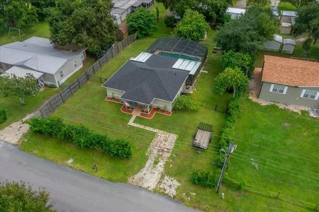 an aerial view of a house