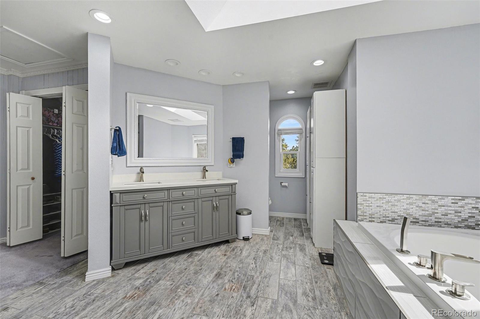 6650 North Village Road Parker, CO 80134 - Photo 21 of 46 a spacious bathroom with a bathtub sink and mirror