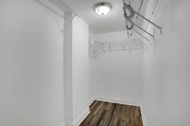 a view of a room with racks on the wall