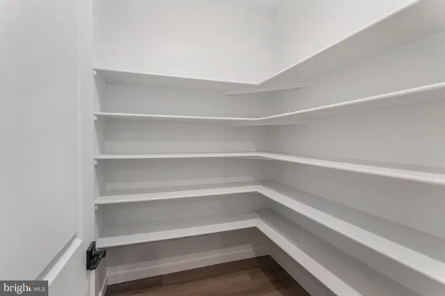a view of walk in closet with empty racks