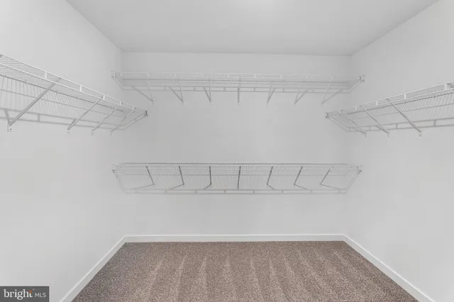 a view of a room with racks on the wall