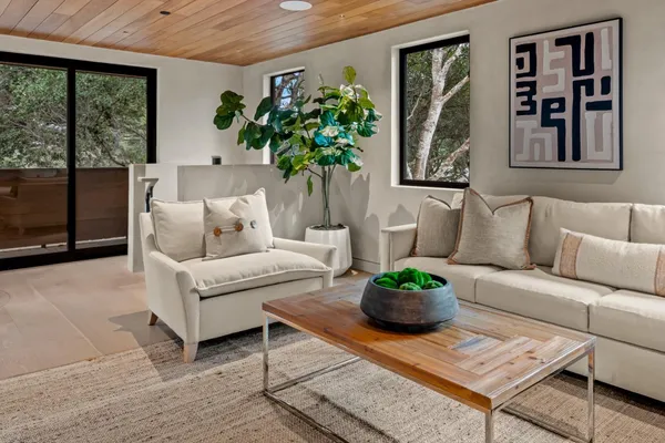 a outdoor view with a sitting space