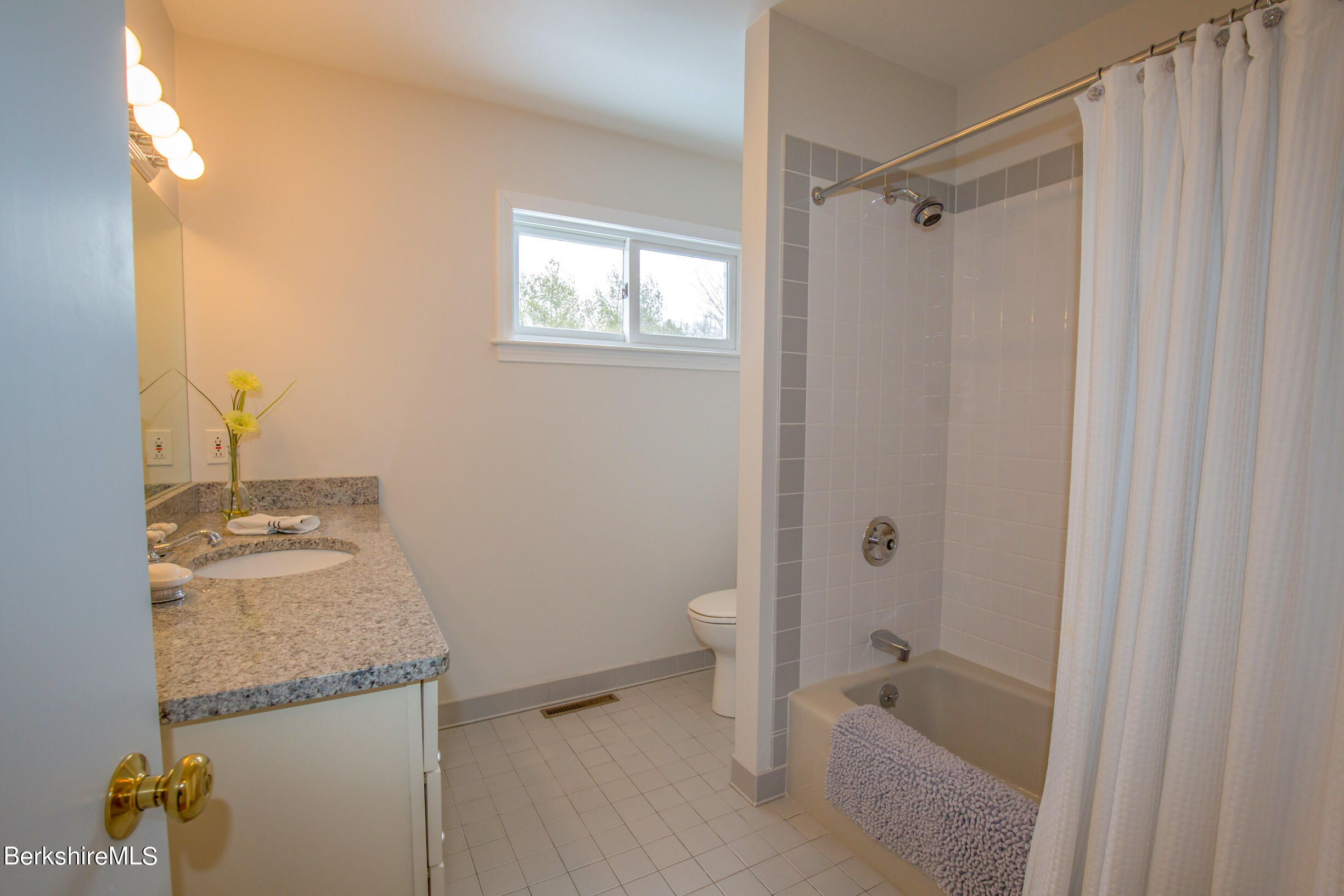 1136 Barker Road, Unit 9 Pittsfield, MA 01201 - Photo 32 of 60 a bathroom with a granite countertop sink toilet and shower