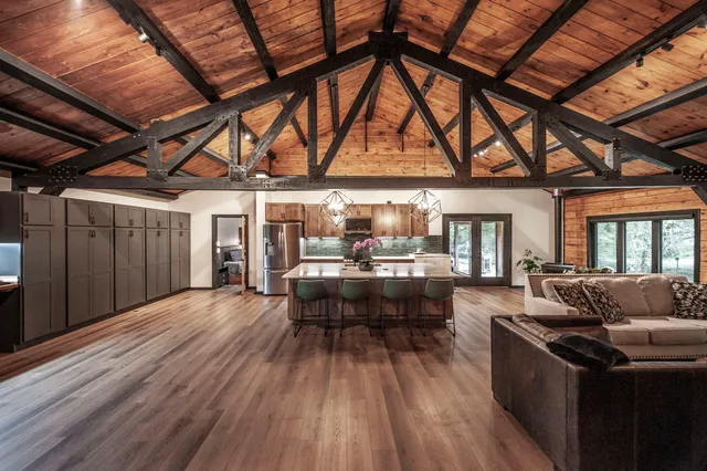 a outdoor living space with furniture and wooden floor