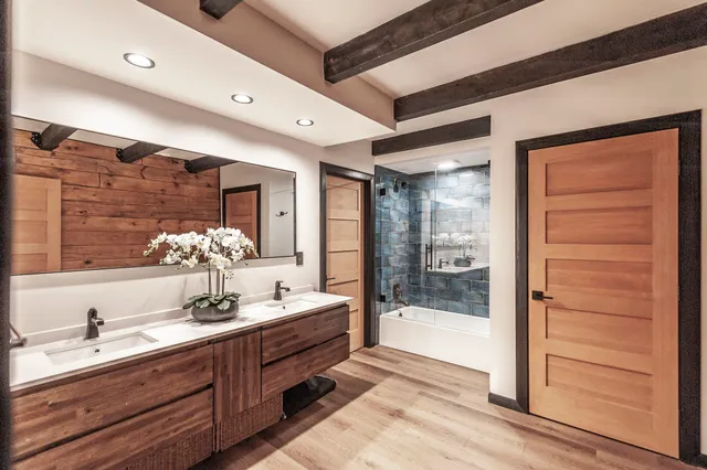 a outdoor living space with furniture and a fireplace