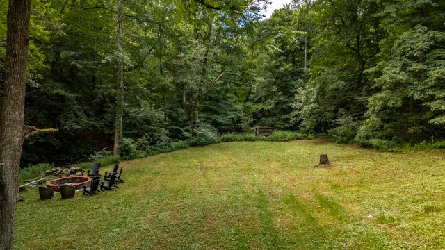 a backyard of a house with lots of green space
