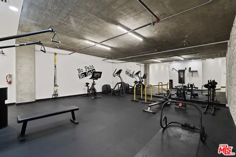 a view of a room with gym equipment