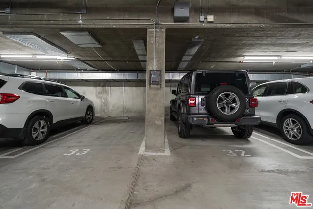 a view of a car in garage