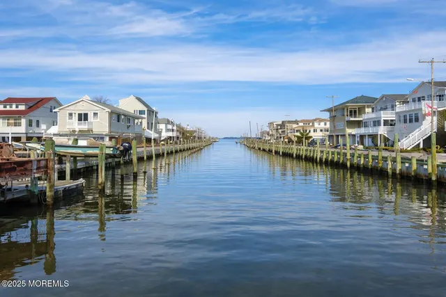 a view of a lake with a city skyline in the background