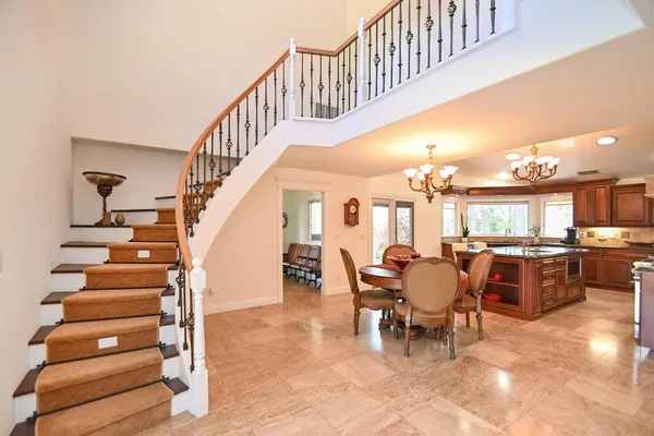 a view of a livingroom with furniture and front door