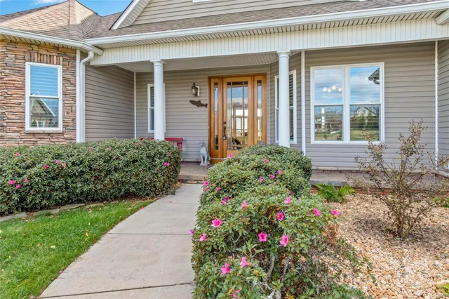 a view of a house with potted plants