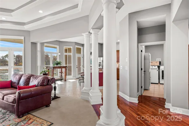 a living room with furniture and a couch