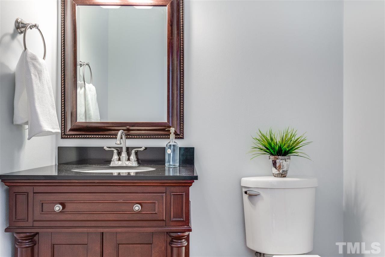 8401 Largo Springs Court Raleigh, NC 27613 - Photo 15 of 25 a bathroom with a sink a mirror and a potted plant