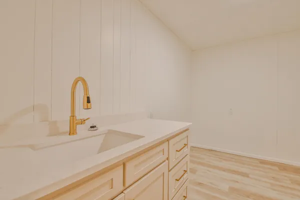 a close view of a sink and tap