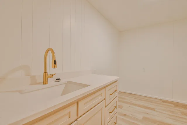 a close view of a sink and tap