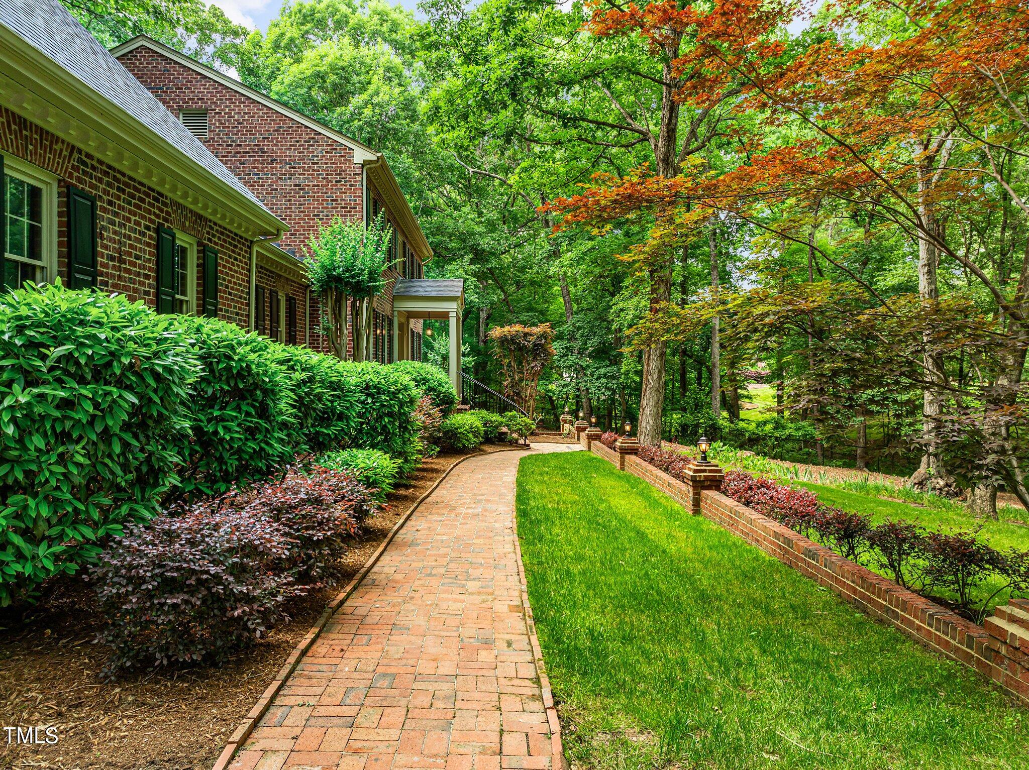 8413 Bournemouth Drive Raleigh, NC 27615 - Photo 16 of 94 a view of backyard with potted plants and a large tree