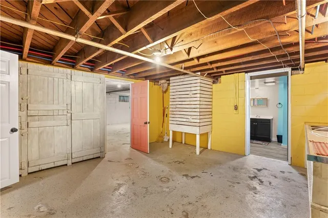 a large pool with an outdoor seating