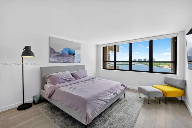 a view of a lake from a window