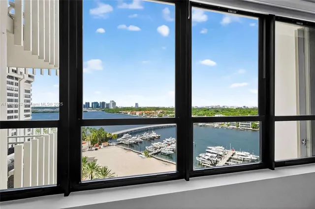 a view of a balcony with city view