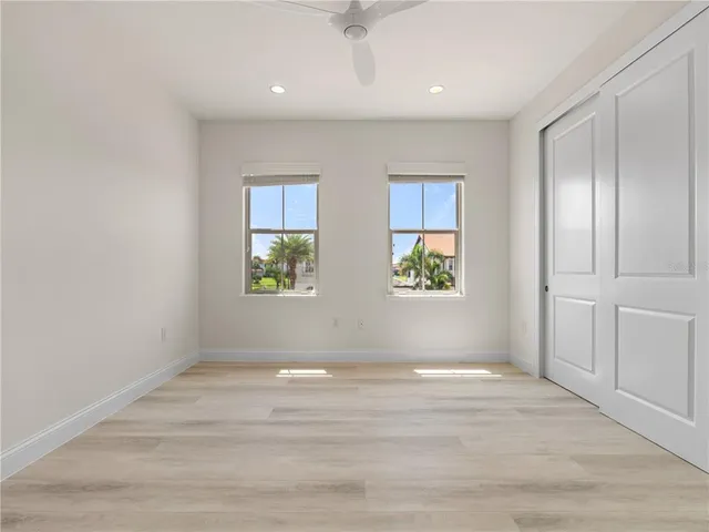 an empty room with windows