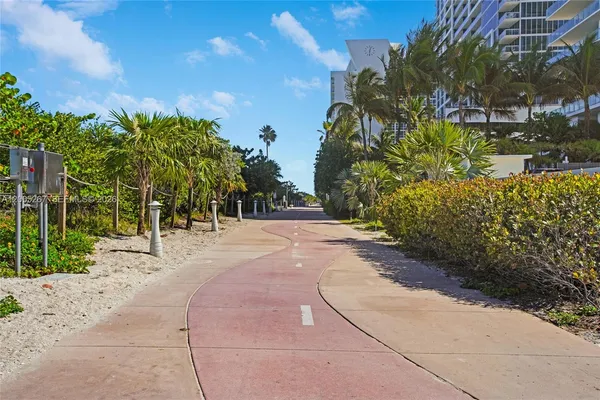 a view of path and green space