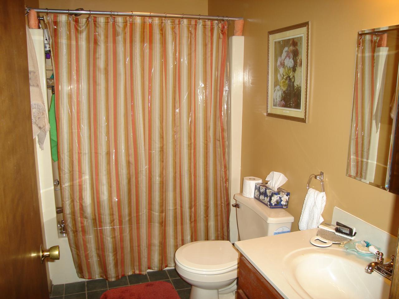 967 Decker Road Bushkill, PA 18324 - Photo 8 of 12 a bathroom with a sink a toilet and shower curtain