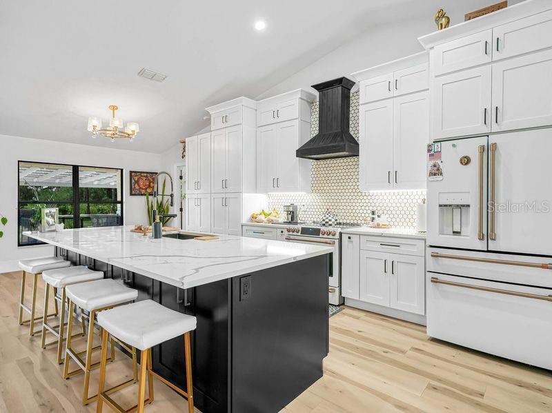 1850 South Lake Reedy Boulevard Frostproof, FL 33843 - Photo 4 of 36 a kitchen with stainless steel appliances granite countertop a stove a sink dishwasher and a refrigerator with wooden floor