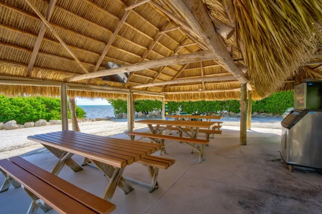 a front view of building with yard and palm trees
