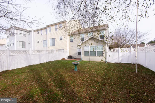 a view of a backyard with large trees