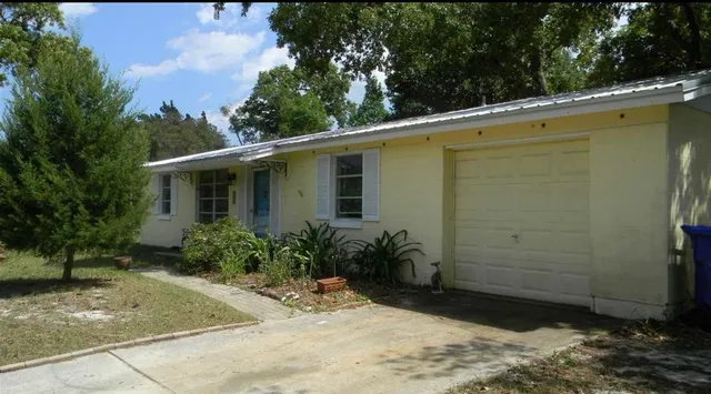a view of a backyard with plants
