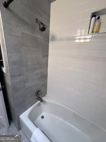 a bathroom with a tub