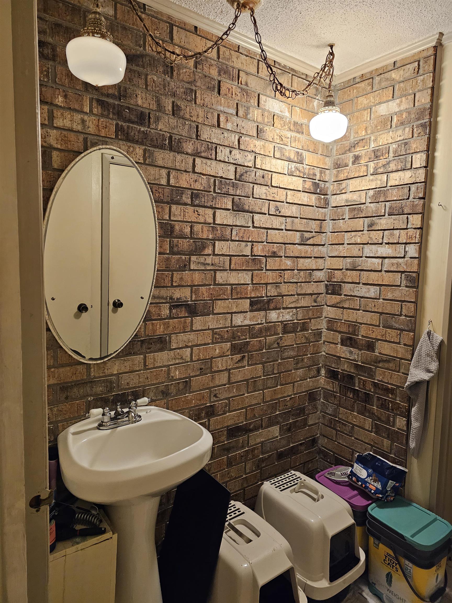 2008 Melrose Road Brighton, TN 38011 - Photo 19 of 22 Bathroom with brick wall and a textured ceiling