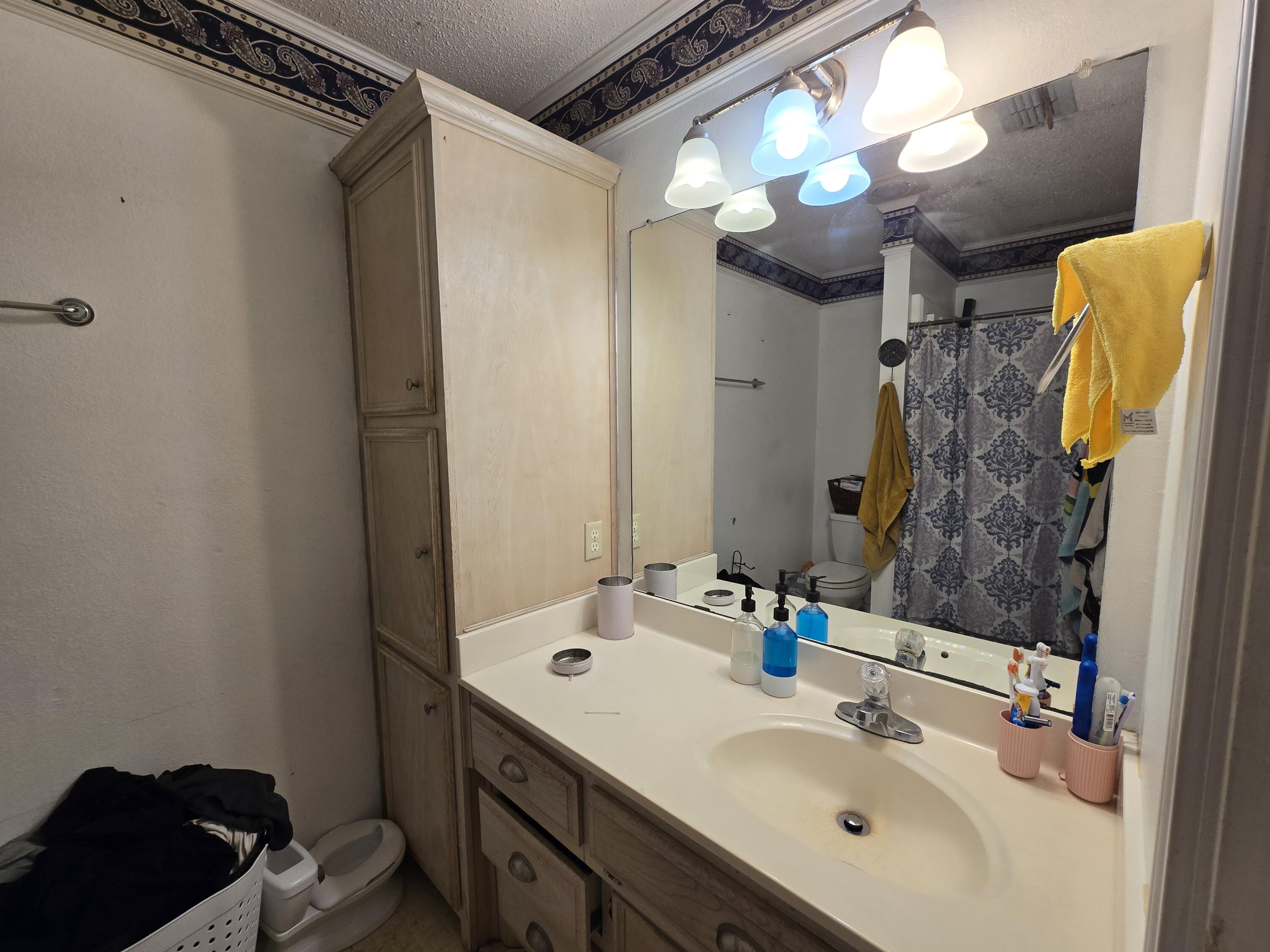5806 12th Street Lubbock, TX 79416 - Photo 10 of 17 a bathroom with a sink vanity and a mirror