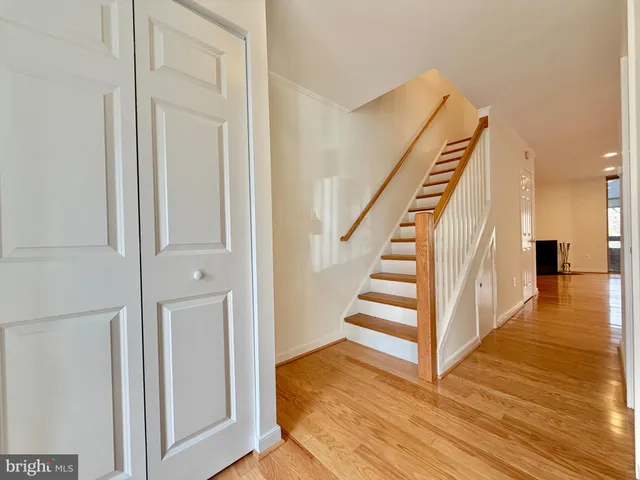 a view of entryway with wooden floor