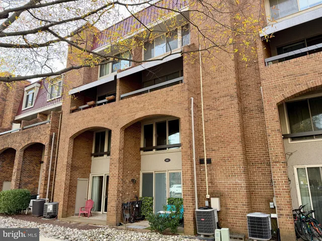 a view of a building with a door