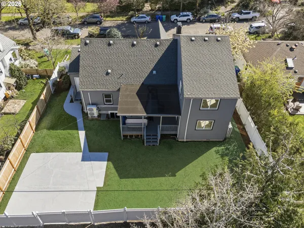 an aerial view of a house