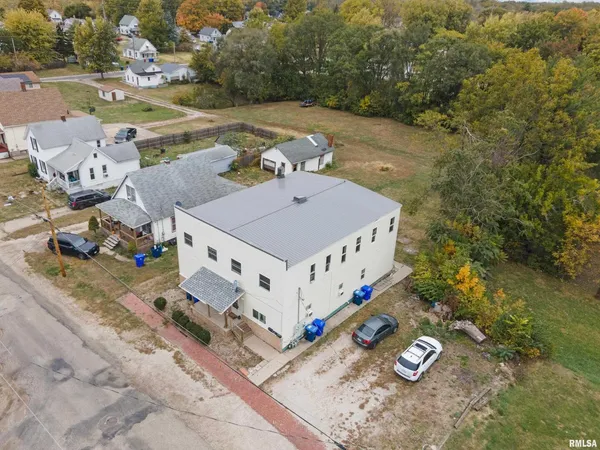 an aerial view of a house