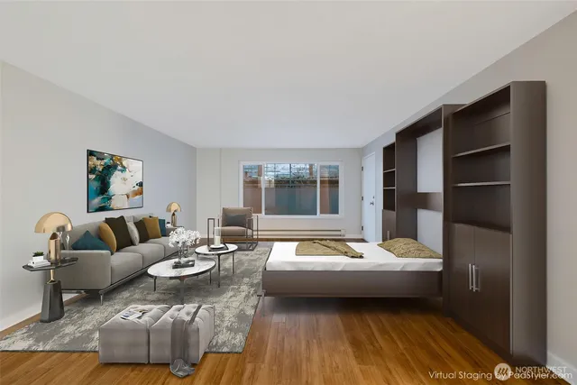 a living room with furniture and a couch