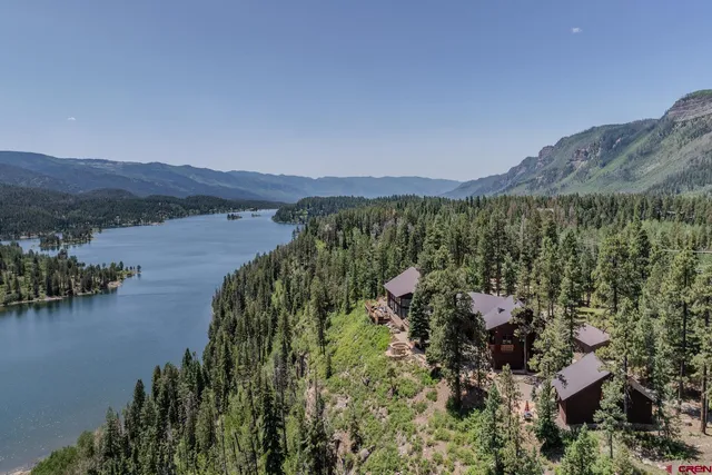 a view of lake and mountain