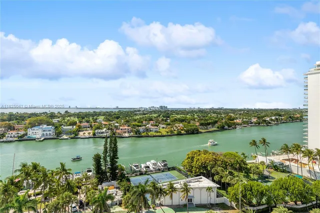 a view of a lake with a city view
