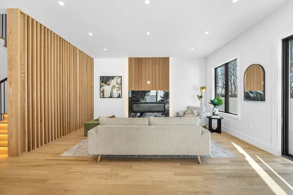 a view of a living room with a couch