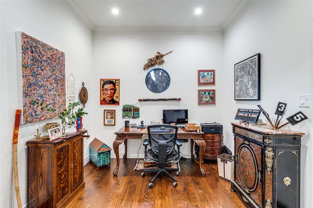 5723 Overdowns Drive Dallas, TX 75230 - Photo 28 of 36 a view of a workspace with furniture and a fan