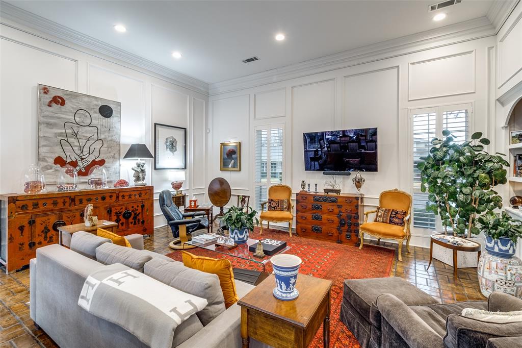 5723 Overdowns Drive Dallas, TX 75230 - Photo 6 of 36 a living room with furniture and a flat screen tv